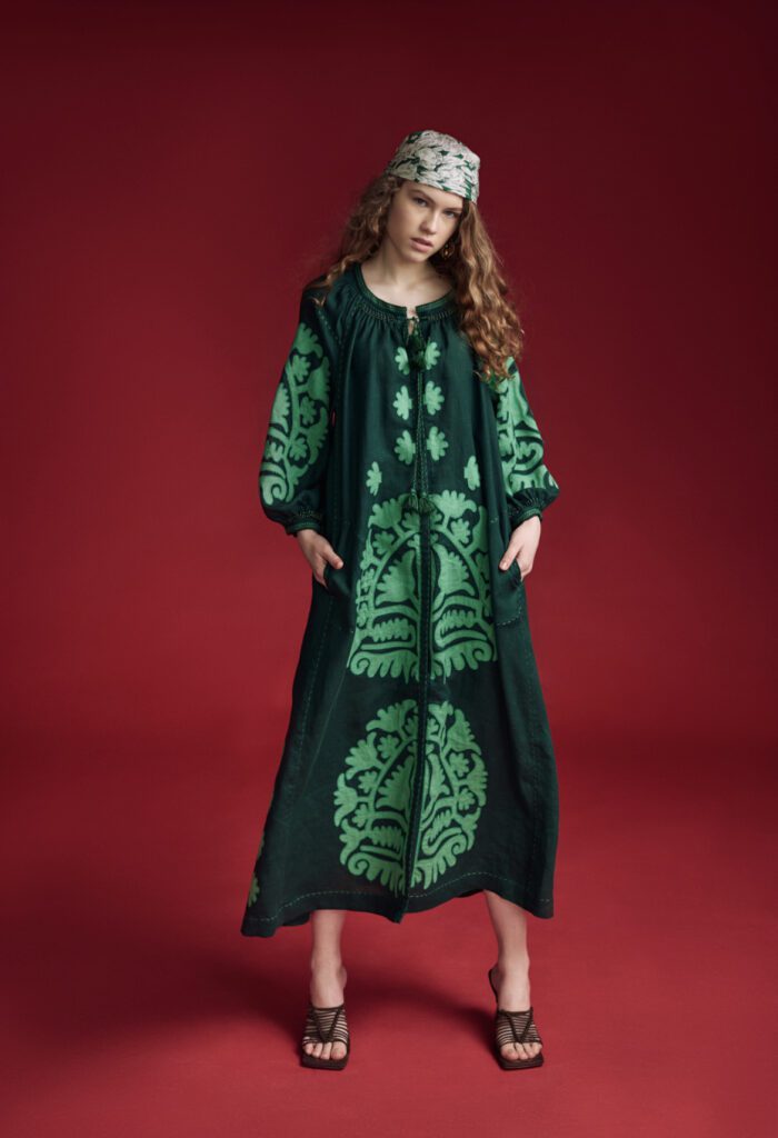 Vestido Palmera Verde con aplicación