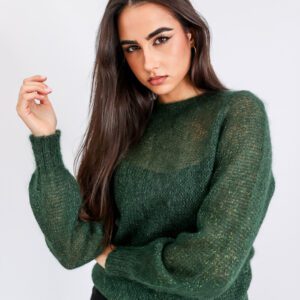 Jersey tejido a mano en mohair Verde Pino