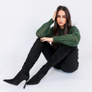 Jersey tejido a mano en mohair Verde Pino