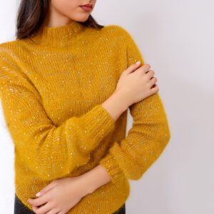 Jersey artesanal de Angora en Mostaza