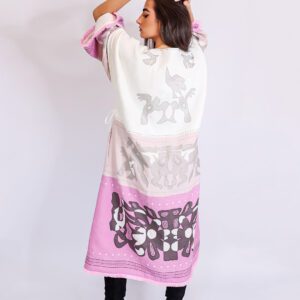 Kimono bordado en lino natural