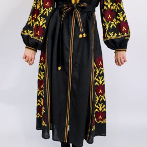 Vestido bordado en lino natural